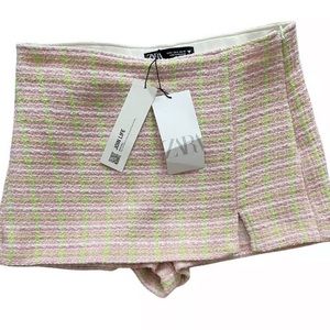 Zara-Twin rock hose shorts tweed Rosa lime “Skort” sz.L